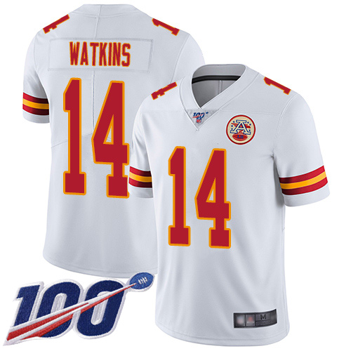 Men Kansas City Chiefs #14 Watkins Sammy White Vapor Untouchable Limited Player 100th Season Football Nike NFL Jersey->kansas city chiefs->NFL Jersey